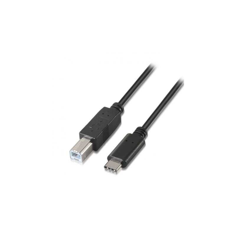 Cable USB 2-0 Impresora Aisens A107-0053- USB Tipo-C Macho - USB Tipo-B Macho- Hasta 9W- 625Mbps- 1m- Negro