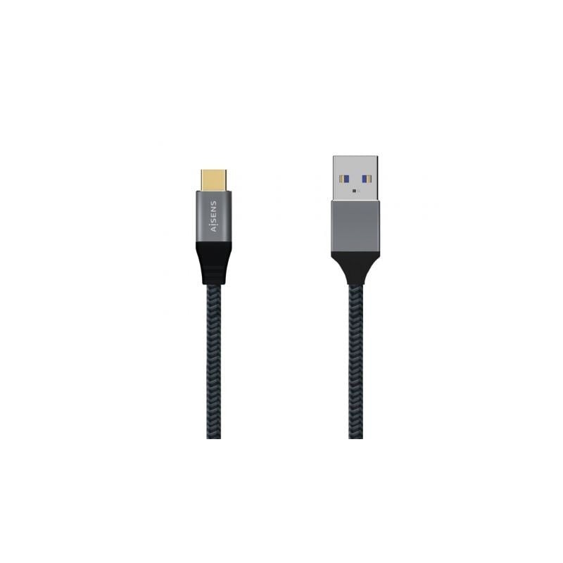 Cable USB 3-1 Tipo-C Aisens A107-0632- USB Tipo-C Macho - USB Macho- Hasta 27W- 1250Mbps- 1-5m- Gris