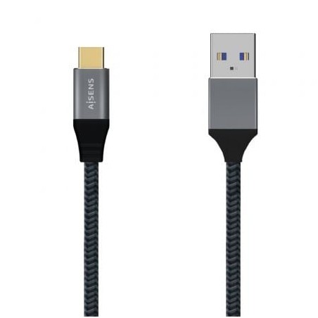 Cable USB 3-1 Tipo-C Aisens A107-0632- USB Tipo-C Macho - USB Macho- Hasta 27W- 1250Mbps- 1-5m- Gris