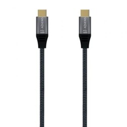 Cable USB 3-1 Tipo-C Aisens A107-0670 20GBPS 100W- USB Tipo-C Macho - USB Tipo-C Macho- 60cm- Gris