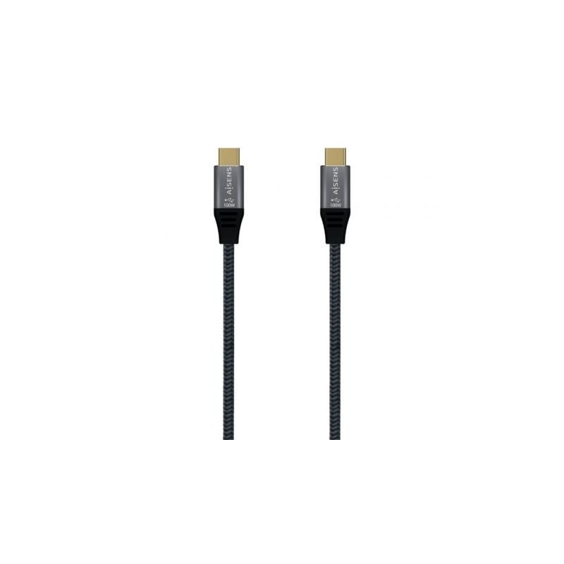 Cable USB 3-1 Tipo-C Aisens A107-0670 20GBPS 100W- USB Tipo-C Macho - USB Tipo-C Macho- 60cm- Gris