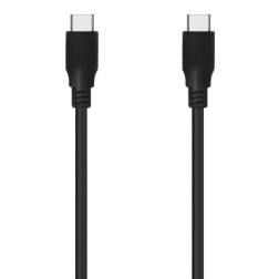 Cable USB 3-2 Tipo-C Aisens A107-0701 20GBPS 5A 100W- USB Tipo-C Macho - USB Tipo-C Macho- 60cm- Negro