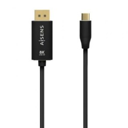 Cable Conversor DisplayPort 8K 60HZ Aisens A109-0687- USB Tipo-C Macho - Displayport Macho- Hasta 27W- 1250Mbps- 1-8m- Negro