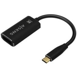 Conversor Aisens A109-0690- USB Tipo-C Macho - DisplayPort Hembra- 15cm- Negro