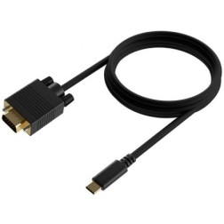 Cable Conversor Aisens A109-0693- USB Tipo-C Macho - VGA Macho- Hasta 27W- 1250Mbps- 1-8m- Negro