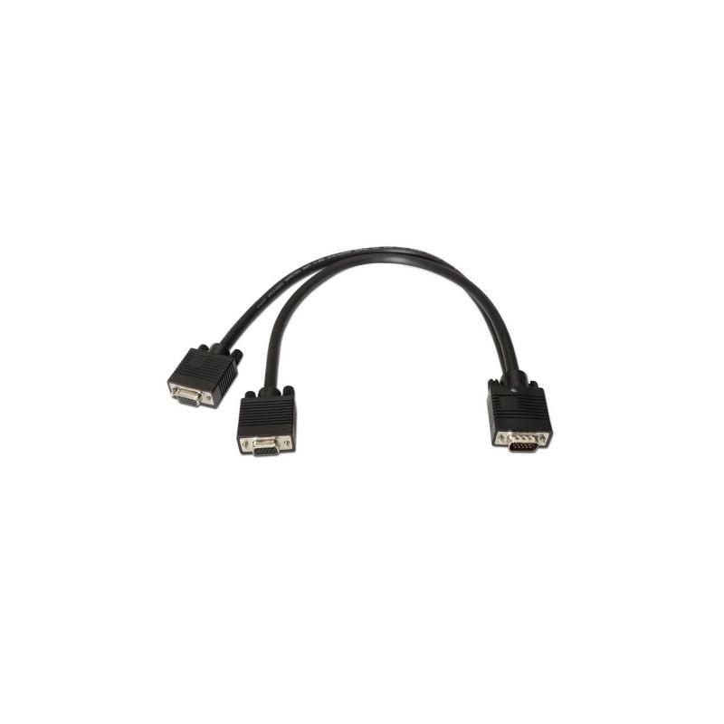 Cable Duplicador SVGA Aisens A113-0081- VGA Macho - 2x VGA Hembra- 45cm- Negro