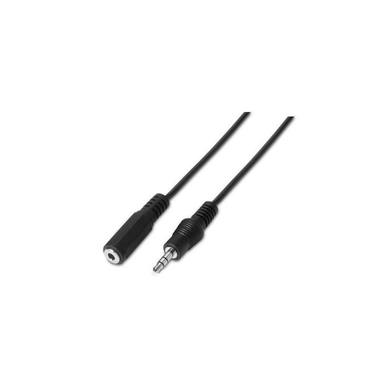 Adaptador Estéreo Aisens A128-0145- Jack 3-5 Macho - Jack 3-5 Hembra- 1-5m- Negro