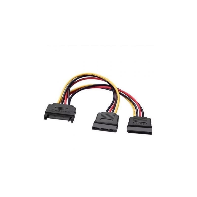 Cable Alimentación Aisens A131-0353- SATA Macho - 2x SATA Hembra- Hasta 54W- 20cm- Negro