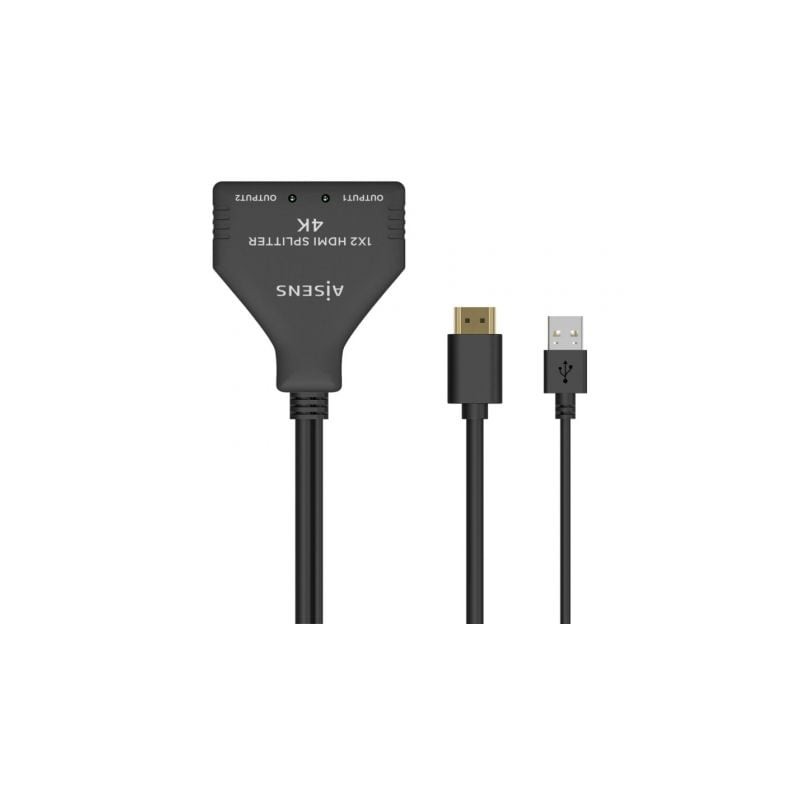 Cable Duplicador HDMI 4K Aisens A123-0654- 2x HDMI Hembra - HDMI Macho - USB Macho- 30cm- Negro