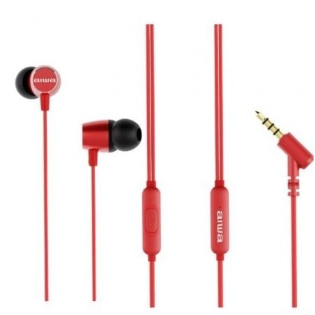 Auriculares Intrauditivos Aiwa ESTM-30RD- con Micrófono- Jack 3-5- Rojo