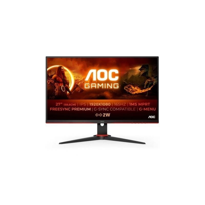 Monitor Gaming AOC 27G2SPAE-BK 27"- Full HD- 1ms- 165Hz- IPS- Multimedia- Negro y Rojo