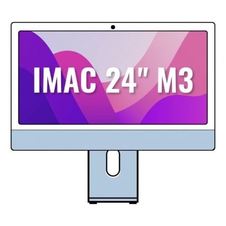 Apple iMac 24" Retina 4,5K - M3 8-Core CPU- 8Gb- 256Gb SSD- 8-Core GPU- Azul