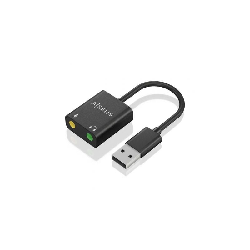 CONVERSOR AISENS USB-A A AUDIO 48KHZ USB-A-M-2XJACK 3-5-H NEGRO 10CM