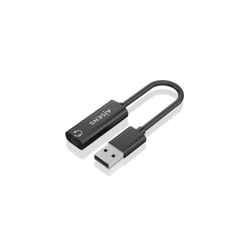 CONVERSOR AISENS USB-A A AUDIO 48KHZ USB-A-M-JACK 3-5-H NEGRO 10CM