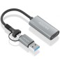 Conversor HDMI Aisens A109-0913- USB + USB Tipo-C 3-1 Macho - HDMI Macho- 15cm- Gris