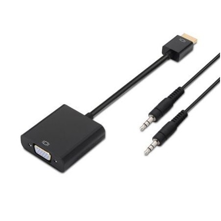 CONVERSOR AISENS HDMI A-M-SVGA-H+JACK 3-5-H NEGRO 10CM+1-0M