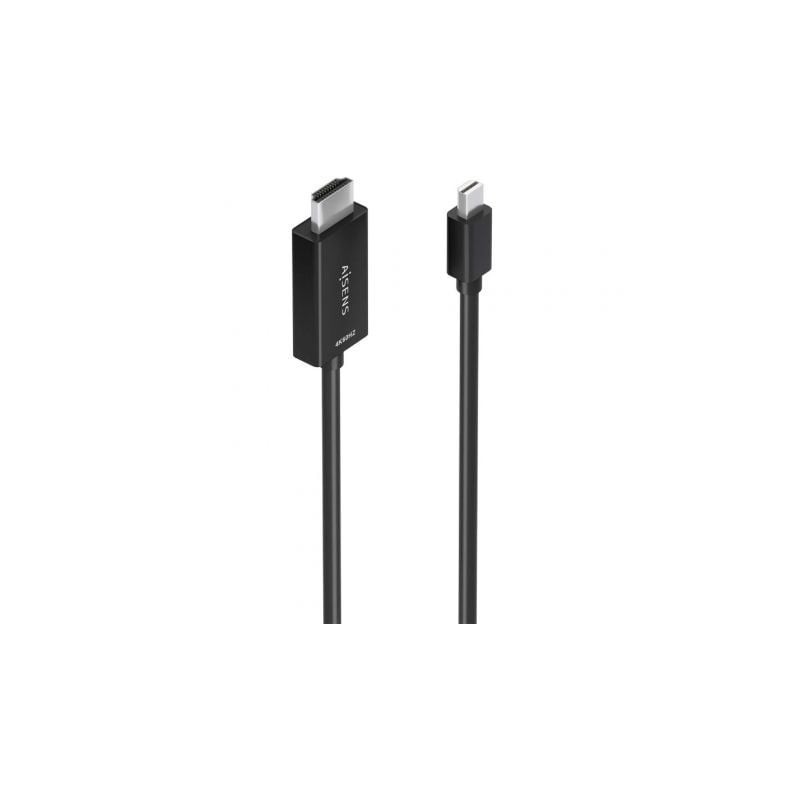 Cable Conversor Aisens A125-0888- Mini DisplayPort Macho - HDMI 4K Macho- 2m- Negro