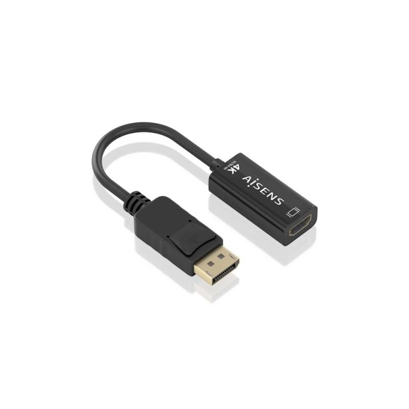 Conversor Aisens A125-0905- DisplayPort Macho - HDMI Hembra- 15cm- Negro
