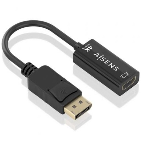 Conversor Aisens A125-0905- DisplayPort Macho - HDMI Hembra- 15cm- Negro
