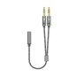 Cable Estéreo Aisens A128-0417- Jack 3-5 Hembra - 2x Jack 3-5 Macho- 25cm- Gris