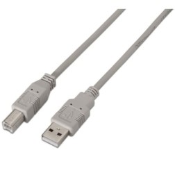 Cable USB 2-0 Impresora Aisens A101-0003- USB Tipo-B Macho - USB Macho- 3m- Beige
