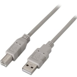 Cable USB 2-0 Impresora Aisens A101-0004- USB Tipo-B Macho - USB Macho- 4-5m- Beige