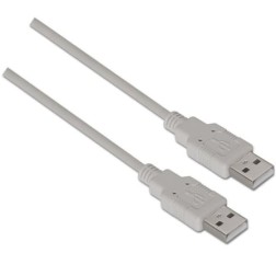 Cable USB 2-0 Aisens A101-0022- USB Macho - USB Macho- Hasta 2-5W- 60Mbps- 2m- Beige