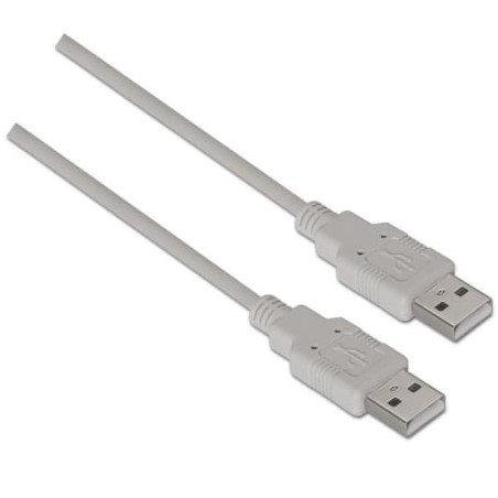 Cable USB 2-0 Aisens A101-0022- USB Macho - USB Macho- Hasta 2-5W- 60Mbps- 2m- Beige