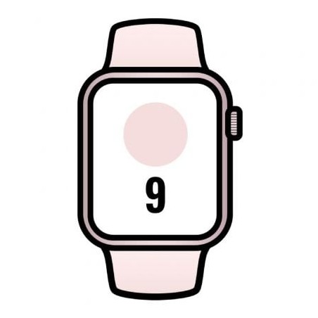 Apple Watch Series 9- GPS- 41mm- Caja de Aluminio Rosa- Correa Deportiva Rosa Claro M-L