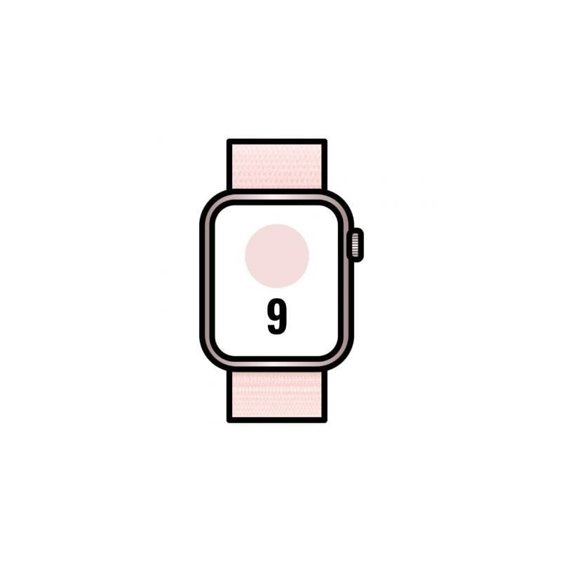 Apple Watch Series 9- GPS- 45mm- Caja de Aluminio Rosa- Correa Deportiva Loop Rosa Claro