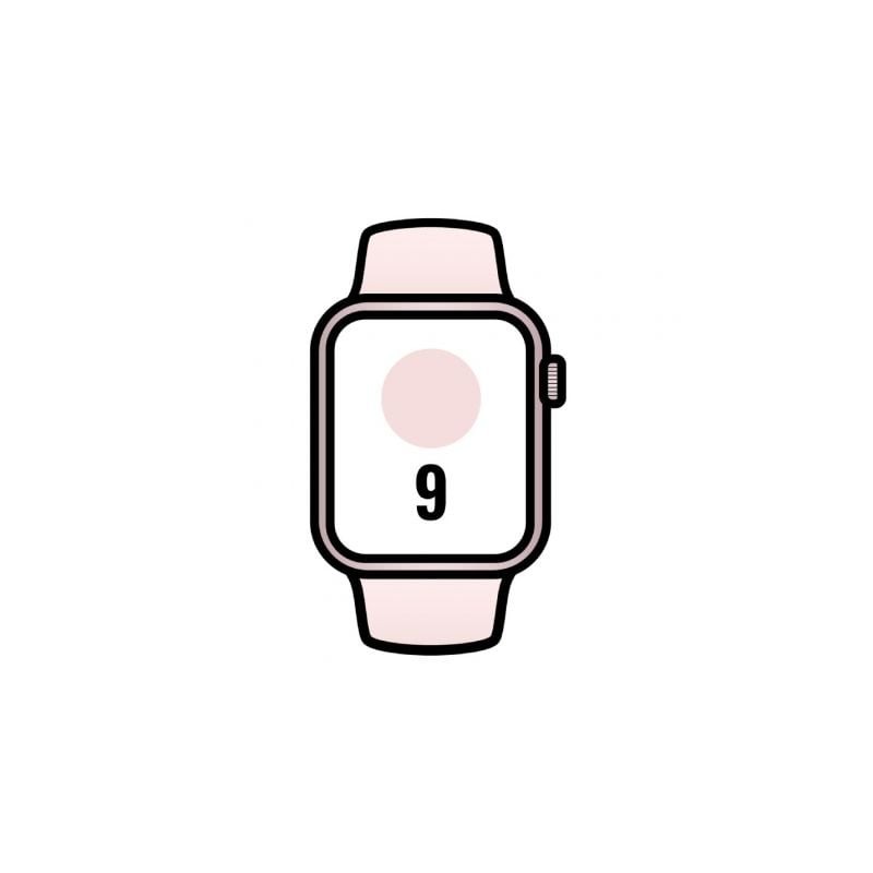 Apple Watch Series 9- GPS- 45mm- Cellular- Caja de Aluminio Rosa- Correa Deportiva Rosa Claro S-M