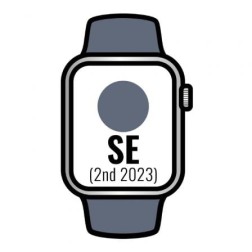 Apple Watch SE 2 Gen 2023- GPS- Cellular- 44mm- Caja de Aluminio Plata- Correa Deportiva Azul Tempestad S-M