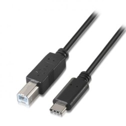 Cable USB 2-0 Impresora Aisens A107-0053- USB Tipo-C Macho - USB Tipo-B Macho- 480Mbps- 1m- Negro