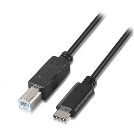 Cable USB 2-0 Impresora Aisens A107-0053- USB Tipo-C Macho - USB Tipo-B Macho- 480Mbps- 1m- Negro