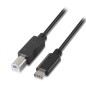 Cable USB 2-0 Impresora Aisens A107-0053- USB Tipo-C Macho - USB Tipo-B Macho- 480Mbps- 1m- Negro