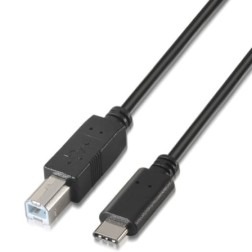 Cable USB 2-0 Impresora Aisens A107-0054- USB Tipo-C Macho - USB Tipo-B Macho- 480Mbps- 2m- Negro