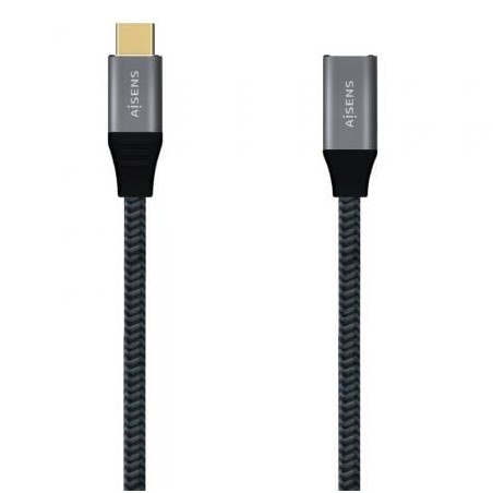 Cable Alargador USB 3-2 Tipo-C Aisens A107-0635 20GBPS 5A 100W- USB Tipo-C Macho - USB Tipo-C Hembra- Hasta 100W- 2500Mbps- 1m
