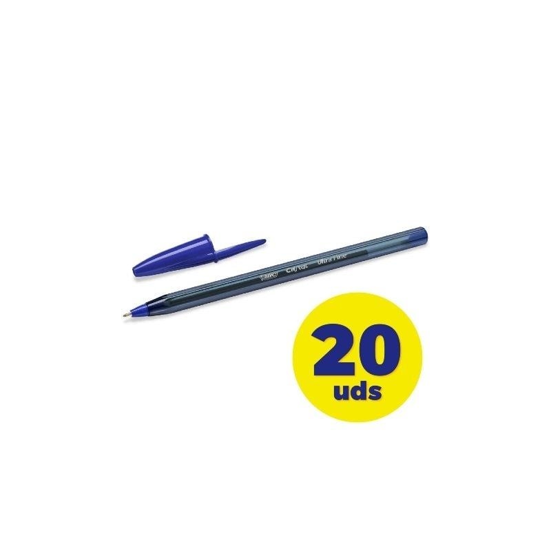 Caja de Bolígrafos de Tinta de Aceite Bic Cristal Exact Ultrafine 992605- 20 unidades- Azules