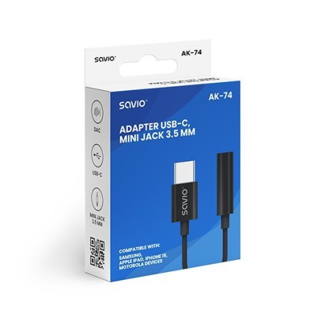 ADAPTADOR USB-C A JACK 3-5 MM SAVIO AK-74