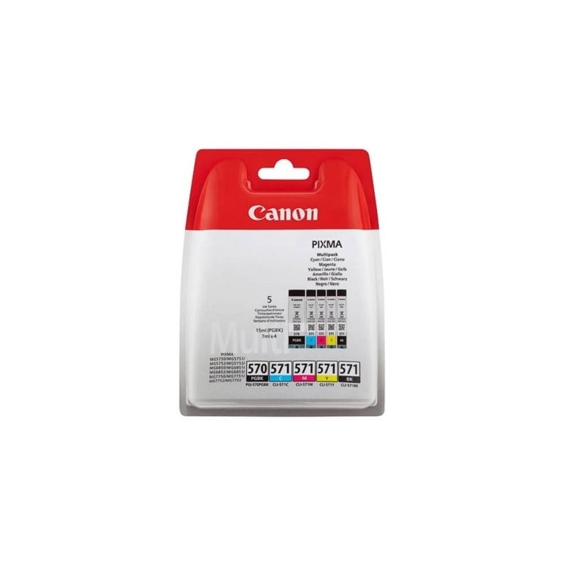 Cartucho de Tinta Original Canon PGI-570BK + CLI-571Multipack- Cian- Magenta- Amarillo- Negro