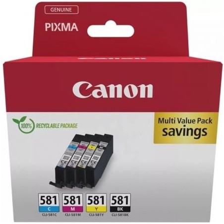 Cartucho de Tinta Original Canon CLI-581 XL Multipack- Cian- Magenta- Amarillo- Negro