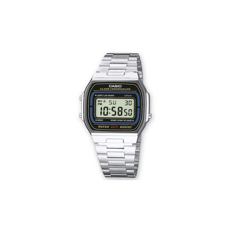 Reloj Digital Casio Vintage Iconic A164WA-1VES- 37mm- Negro y Plata