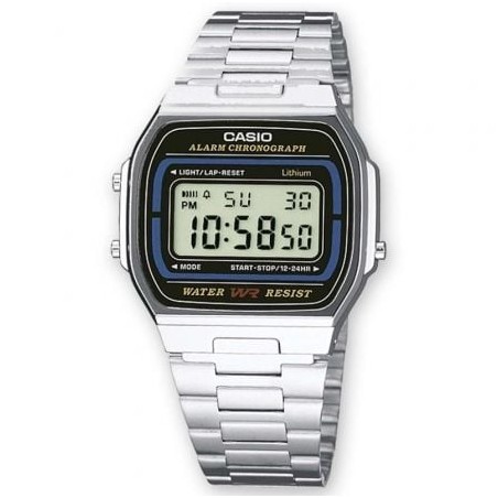 Reloj Digital Casio Vintage Iconic A164WA-1VES- 37mm- Negro y Plata