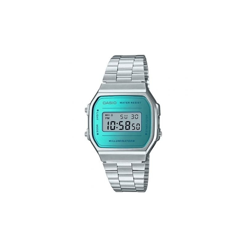 Reloj Digital Casio Vintage Iconic A168WEM-2EF- 38mm- Plata y Azul