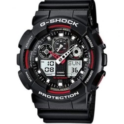 Reloj Analógico y Digital Casio G-Shock Trend GA-100-1A4ER- 55mm- Negro y Rojo