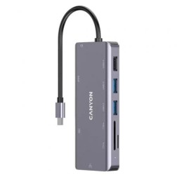 Docking USB Tipo-C Canyon CNS-TDS11- 1xHDMI- 3xUSB- 1xRJ45- 1xAudio- 1xUSB Tipo-C PD- 1xLector Tarjetas- Gris Oscuro