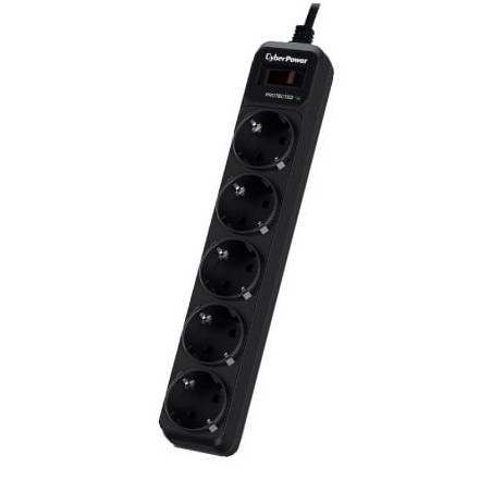 Regleta con interruptor Cyberpower B0520SC0-DE- 5 Tomas de corriente- Cable 1-8m- Negra