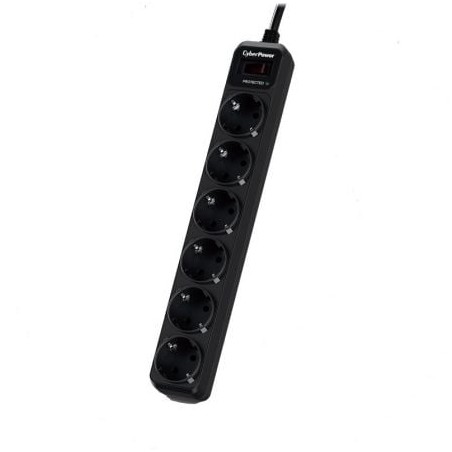 Regleta con interruptor Cyberpower B0620SC0-DE- 6 Tomas de corriente- Cable 1-8m- Negra