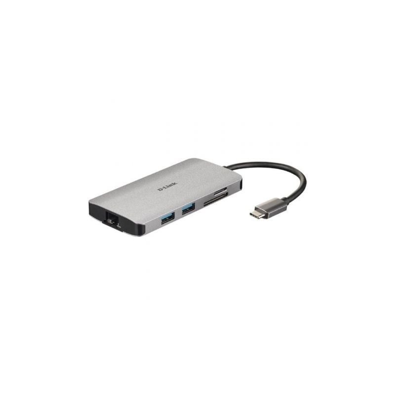 Docking USB Tipo-C D-Link DUB-M810- 3xUSB- 1xUSB Tipo-C- 1xThunderbolt- 1xHDMI- 1xRJ45- 1xLector tarjetas- Gris