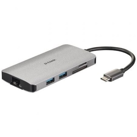 Docking USB Tipo-C D-Link DUB-M810- 3xUSB- 1xUSB Tipo-C- 1xThunderbolt- 1xHDMI- 1xRJ45- 1xLector tarjetas- Gris